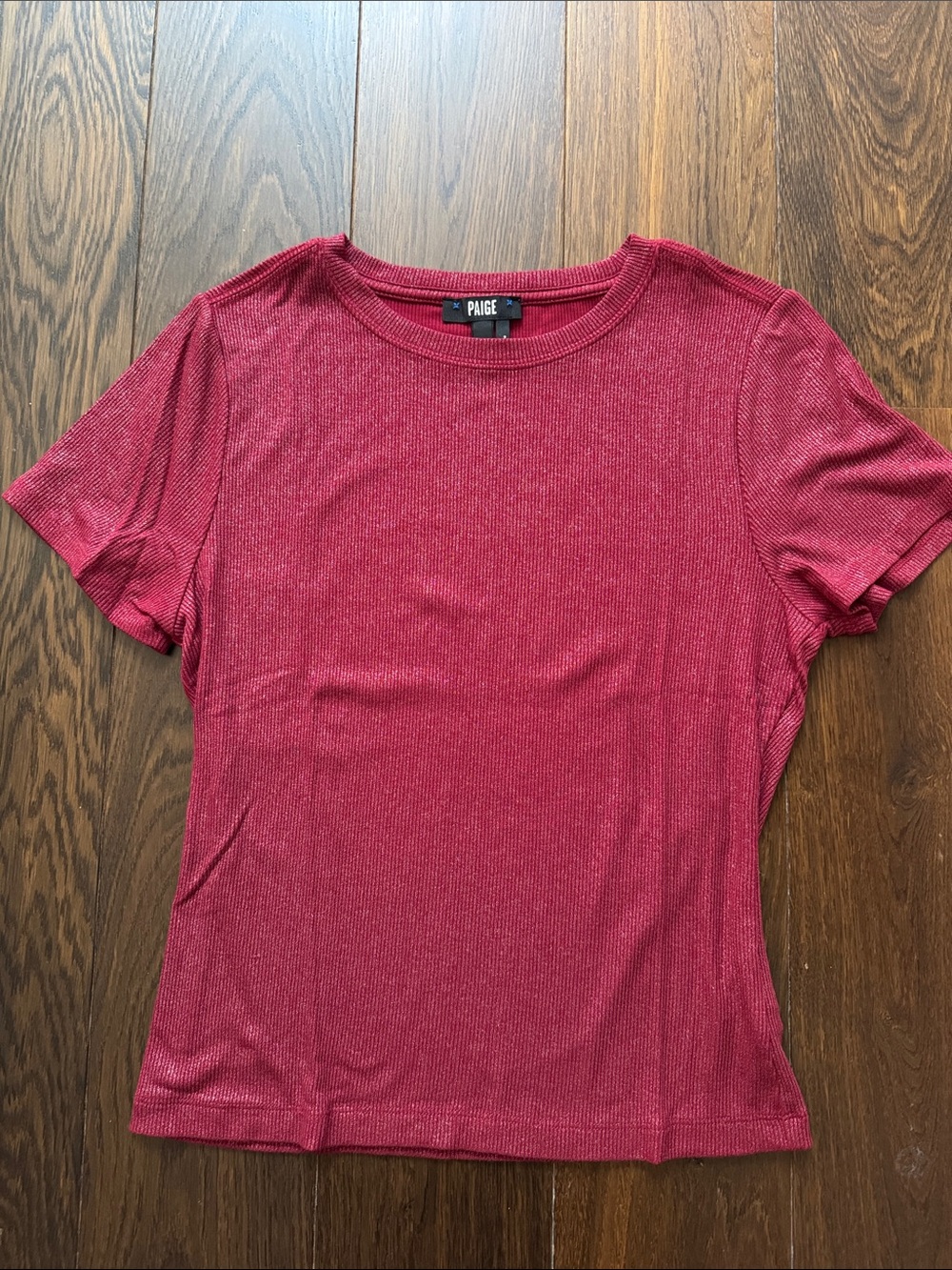 PAIGE Short Sleeve Ribbed Tee - Raspberry